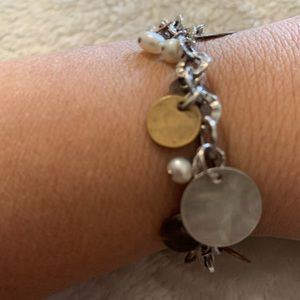 Silpada mixed metals pearls, brass, copper,sterling silver cha cha bracelet